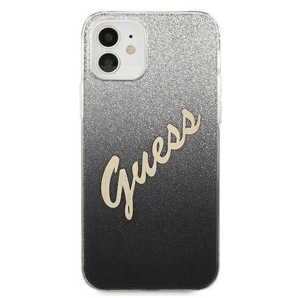 Guess GUHCP12SPCUGLSBK iPhone 12 mini 5,4" czarny/schwarzes Hardcase Glitter Gradient Script