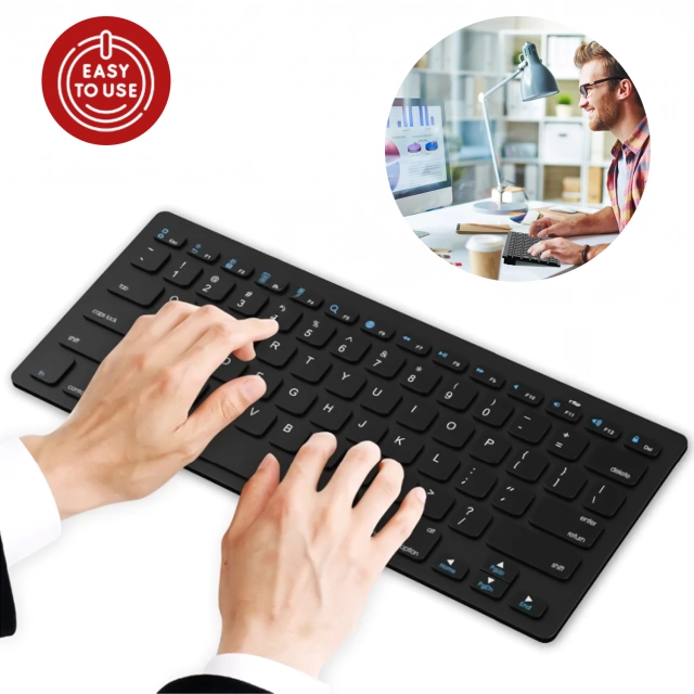 Drahtlose Bluetooth BT 3.0-Tastatur, universell für iPad iMac iOS Android Windows Slim Schwarz