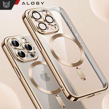 Чохол MagSafe для iPhone 15 Pro Glamour Luxury Slim Ring Cover Alogy Gold Clear Glass