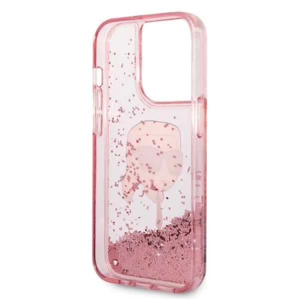 Karl Lagerfeld KLHCP14XLNKHCP pouzdro pro iPhone 14 Pro Max 6,7" pevný obal Glitter Karl Head růžový/růžový