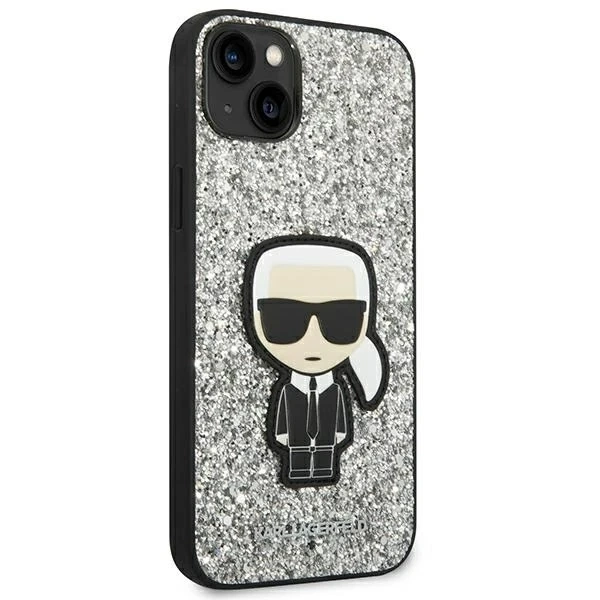 Handyschutzhülle Karl Lagerfeld KLHCP14MGFKPG für Apple iPhone 14 Plus 6.7" Hardcase Silber/Silber Glitter Flakes Ikonik