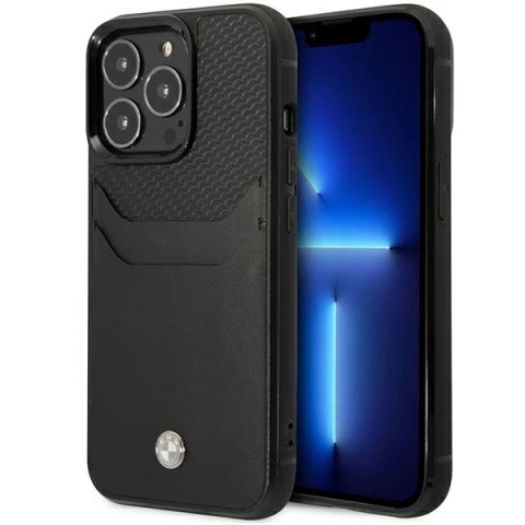 Etui na telefon BMW BMHCP14L22RSEPK do Apple iPhone 14 Pro 6,1" czarny/black Leather Card Slot