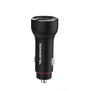 Somostel SMS-A89 Quick Charge QC 3.0 30W nabíjačka do auta hliníková 2X USB čierna