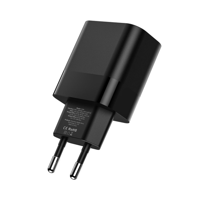 C30W 2portová USB-C nástěnná nabíječka - USB PD30W / QC3.0 černá