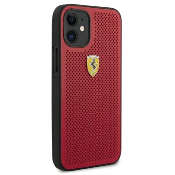 Puzdro Ferrari iPhone 12 mini 5,4" červeno/červené pevné puzdro On Track Perforated