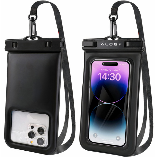 Vodotěsné vodotěsné pouzdro na telefon do 7,5" plovací na bazénový kajak Pouzdro na vodu Alogy Black Waist bag