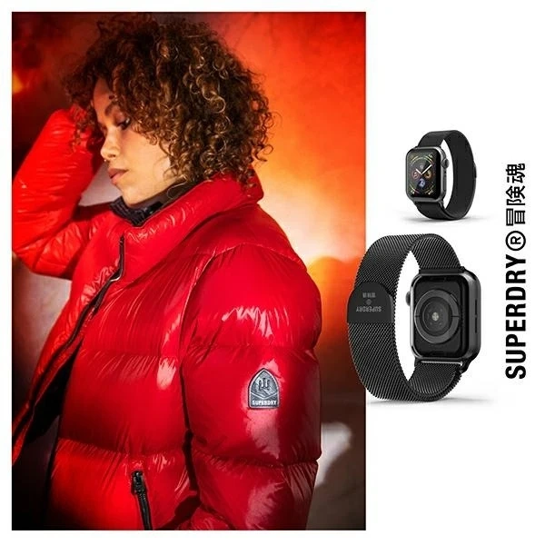 Pásek na hodinky SuperDry Apple Watch 38/40/41 mm Chainmail black/black 41681