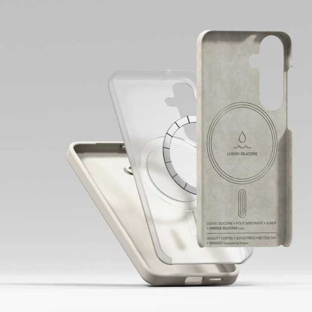 Чохол для Samsung Galaxy S25 із кам'яним силіконовим кільцем, магнітний, MagSafe