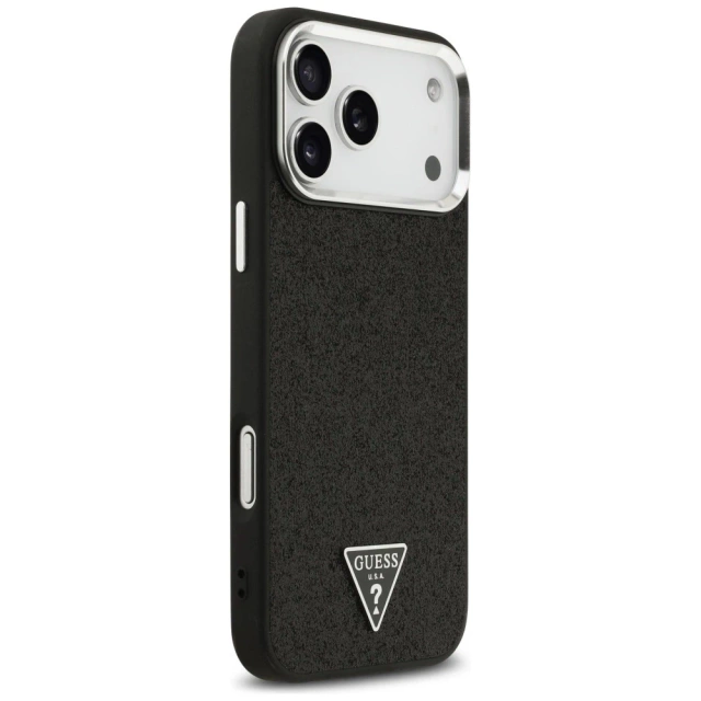 Etui do iPhone 17 Pro Max Guess Glitter Triangle Logo MagSafe Black
