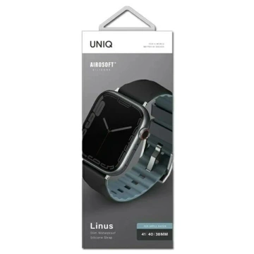 Pasek UNIQ Linus Apple Watch Series 4/5/6/7/8/SE/SE2 38/40/41mm Airosoft Silicone czarny/midnight black