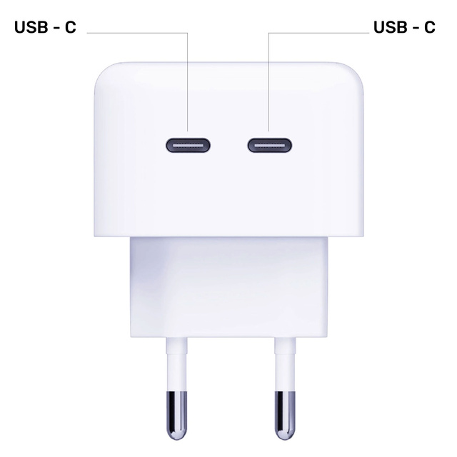 Ładowarka sieciowa uniwersalna kątowa 90° 3mk PD 35W 2x USB-C Type C Hyper Charger biała