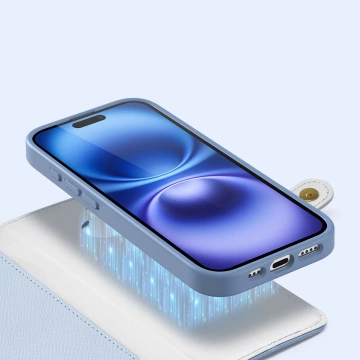 Шкіряний чохол Dux Ducis Lawa для iPhone 16 із синім гаманцем MagSafe