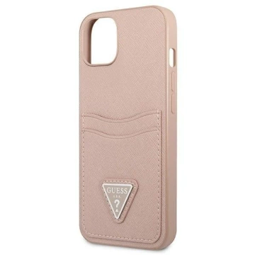Etui Guess GUHCP13MPSATPP für Apple iPhone 13 6,1" różowy/pink Hardcase SaffianoTriangle Logo Cardslot