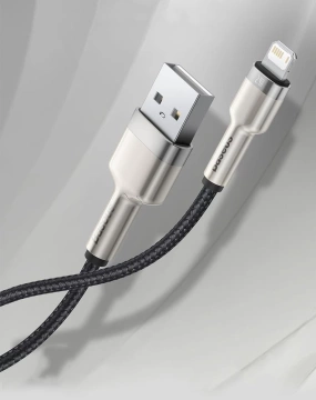 Baseus Cafule kovový dátový USB kábel - Lightning 2,4 A 2 m biely (CALJK-B02)