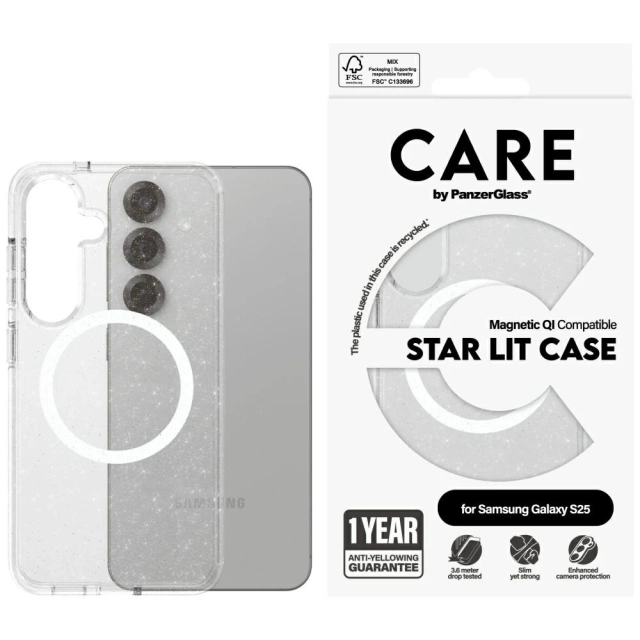 Etui do Samsung Galaxy S25 CARE by PanzerGlass Star Lit Case Transparent