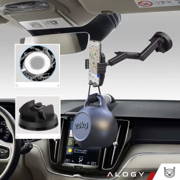 Автомобільний тримач 7.2" для вантажівки, автобуса, фури, екскаватора, автомобіля довжиною 43 см на вікно кабіни Alogy Чорний