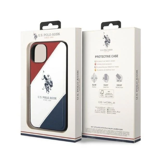 US Polo Tricolor Embossed iPhone 14 Plus 6,7" pouzdro na telefon bílé/bílé