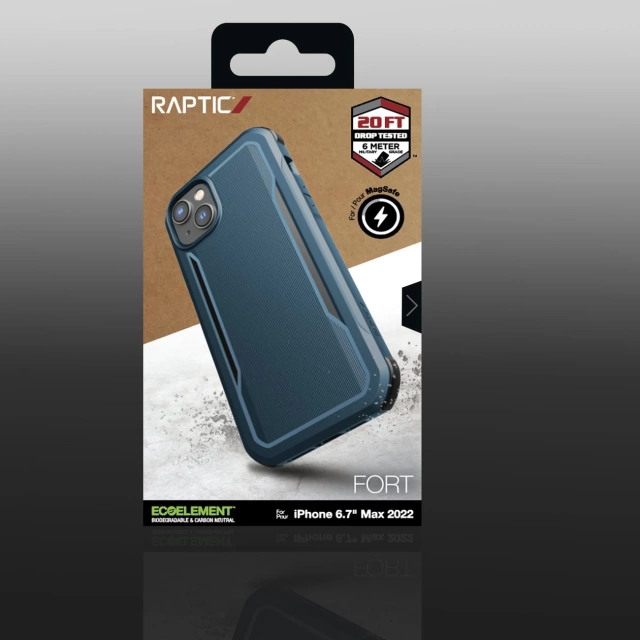 Raptic Fort Case iPhone 14 Plus s MagSafe pancéřovaným modrým krytem