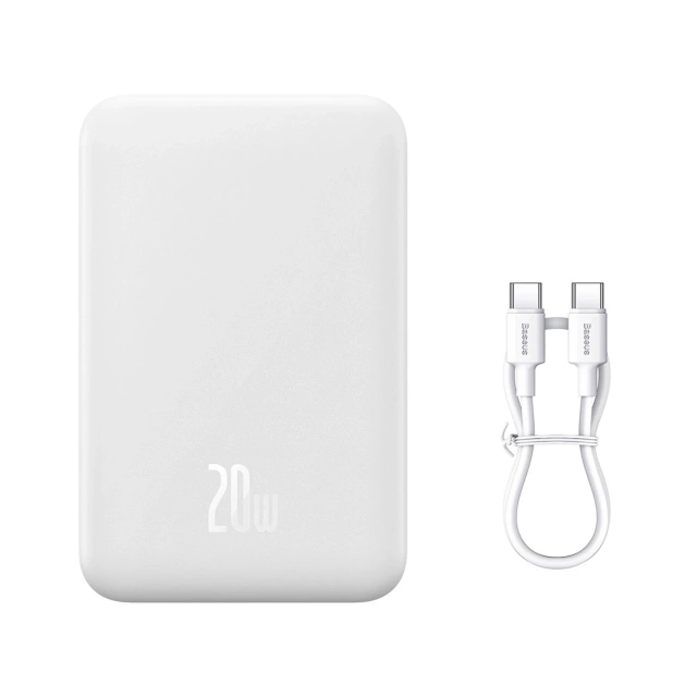 Powerbank Baseus Magnetic Mini 20000 mAh 20W Biały + Kabel USB-C