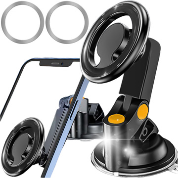 Magnetic car phone holder for car, car, window, cockpit, dashboard, phone, Mag Safe Alogy, Black