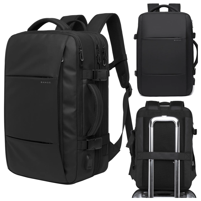 Bange Waterproof Backpack for Laptop 15.6" City Travel 45x30x16 cm for Work Airplane Men's Women's with USB Port Black