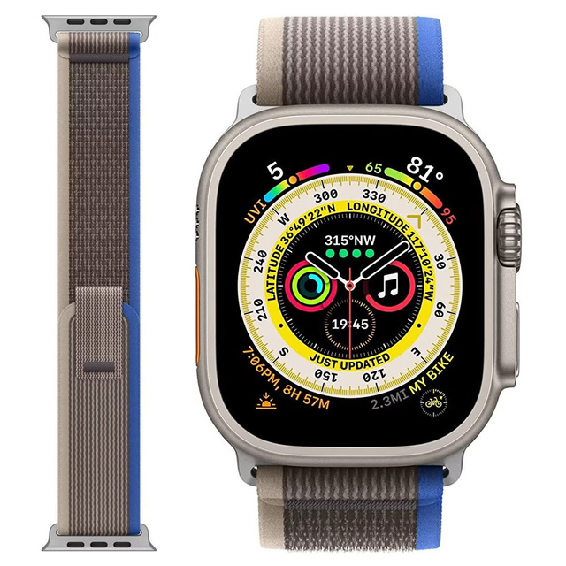 Alogy Sport remienok na suchý zips pre Apple Watch 4/5/6/7/8/SE/Ultra (42/44/45/49 mm) Modrá sivá