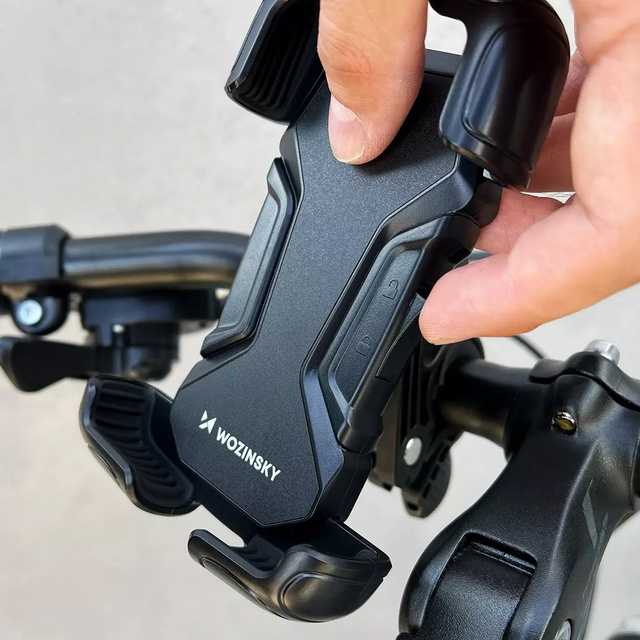 Wozinsky strong phone holder for bicycle, motorcycle, scooter handlebars black (WBHBK6)
