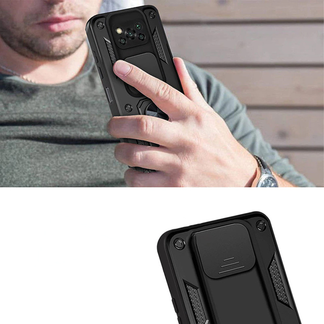 Pouzdro s krytem fotoaparátu Alogy Camshield Stand Ring pro Poco X3 Pro / NFC černé