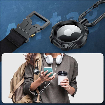 Чохол TpuCarbon брелок з карабіном для Apple AirTag Black
