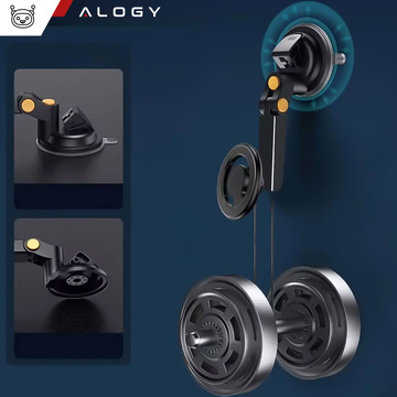 Magnetic car phone holder for car, car, window, cockpit, dashboard, phone, Mag Safe Alogy, Black