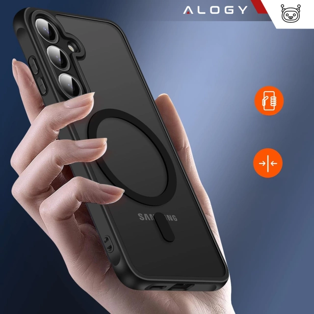 Samsung Galaxy S25 Plus Hülle, Schutzhülle, Alogy Matte HybridMag™️ Hülle für MagSafe, Mattschwarz
