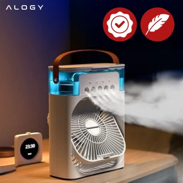 Schreibtischventilator, Standventilator, kleiner Umwälzventilator mit Clip, kabelloser Handventilator, 500 mAh, USB-C, Alogy White