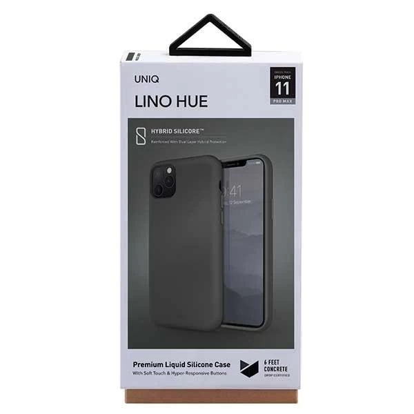UNIQ Hülle Lino Hue iPhone 11 Pro Max grau / moosgrau
