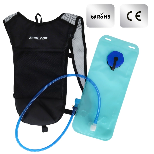 Bicycle backpack for back bag with 2L water bladder container for cyclists, cycling, running, Black