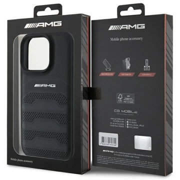 Etui do iPhone 16 Pro Max AMG Leather Debossed Lines czarne