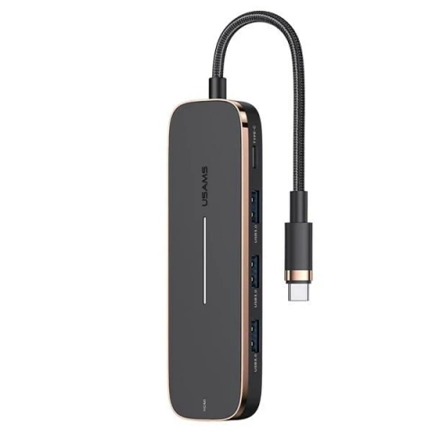 USAMS Adaptér HUB 3xUSB USB-C HDMI čierny/čierny SJ578HUB01 (US-SJ578)