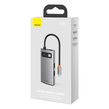 Hub 4w1 Baseus Metal Gleam Series, USB-C do USB 3.0 USB 2.0 HDMI USB-C PD