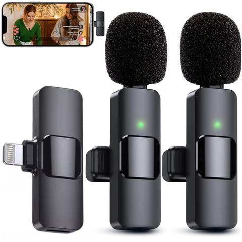 2x Alogy Lightning bezdrátový lavalierový mikrofon pro Apple iPhone iPad Malé mikrofony Sada dvou mikrofonů