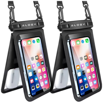 2x IPX8 waterproof case for 6.7" phone double case Alogy Waterproof Black