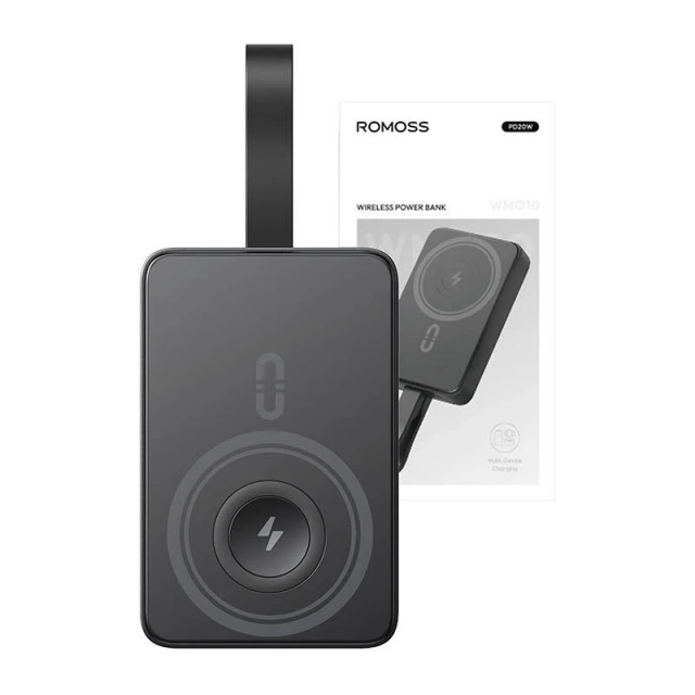 Зовнішній зарядний пристрій Romoss WM010 10000mAh 20W, чорний – магнітна зарядка для iPhone, Apple Watch, AirPods