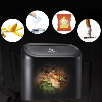 Автомобільний сміттєвий бак органайзер міні невеликий бак для автомобіля Alogy чорні пакети для сміття 90 шт. суміш з 6 рулетів