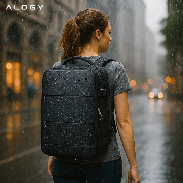 Pánsky dámsky cestovný ruksak na notebook na kufor Batožina do lietadla Práca do školy 45x30x20cm Alogy Unisex Čierna