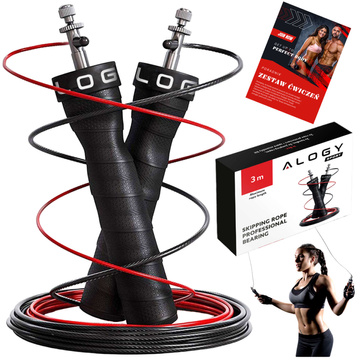 Nastaviteľné boxerské lano Crossfit Fitness Alogy Sport s vymeniteľnými článkami 300cm pohodlné ložiská Black