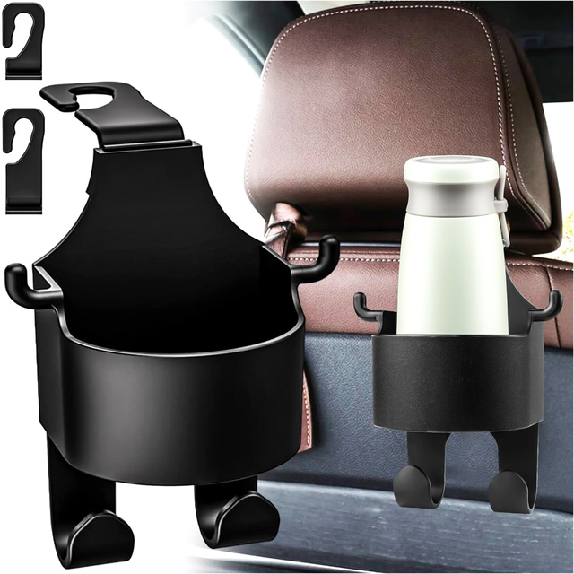 Hanger holder hook car 5in1 for seat headrest car organizer for cup drink Alogy Car Black