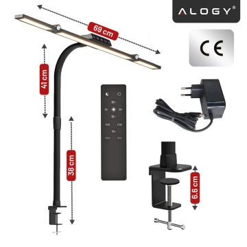 Stolní lampa Alogy DeskPro™ LED se skládacím designem, nastavitelným jasem a plnospektrálním světlem, s držákem na stůl a ochranou očí.