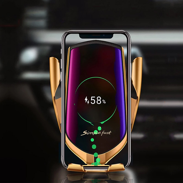 Автомобільний тримач Alogy R2 Qi індукційний зарядний пристрій для автомобіля для решітки Gold 10W