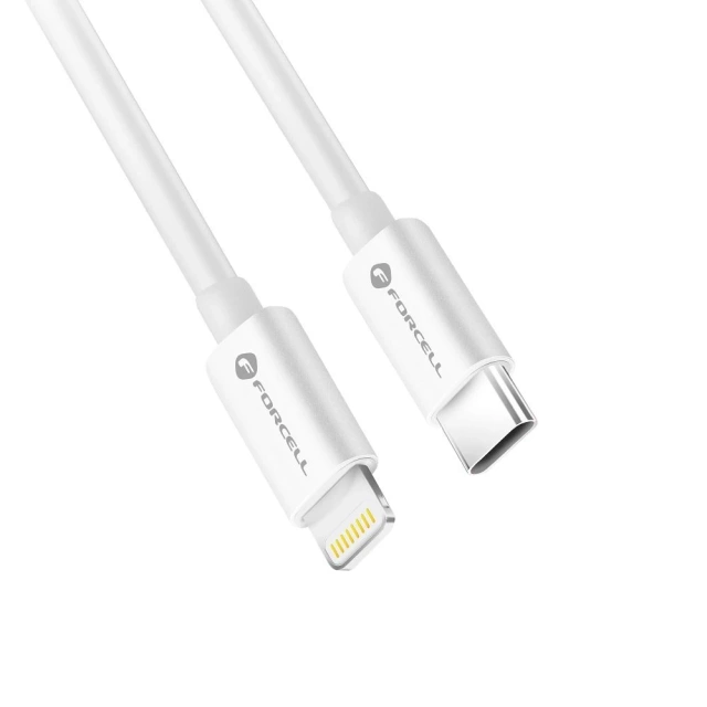 Kabel USB-C auf Lightning 1m Forcell MFi Apple PD 30W CarPlay Weiß