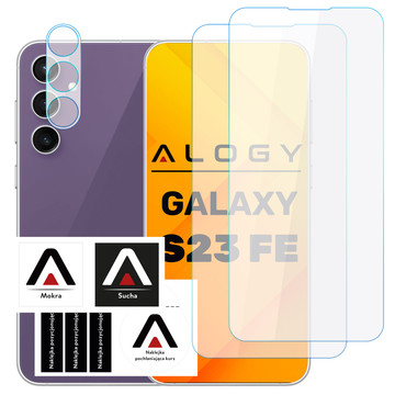 Tvrzené sklo pro Samsung Galaxy S23 FE 2x ochranná fólie na displej 1x čočka objektivu fotoaparátu Pro 9H Alogy Glass Set