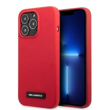 Karl Lagerfeld KLHCP13LSLMP1R protective phone case for Apple iPhone 13 Pro / 13 6.1" hardcase red/red Silicone Plaque