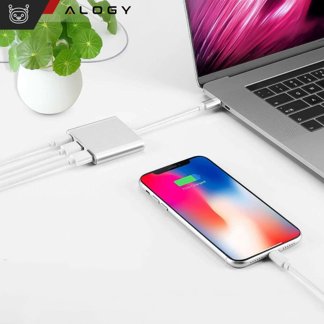 Перехідник HUB 3in1 Alogy adapter USB-C 3.0 HDMI USB-A Silver
